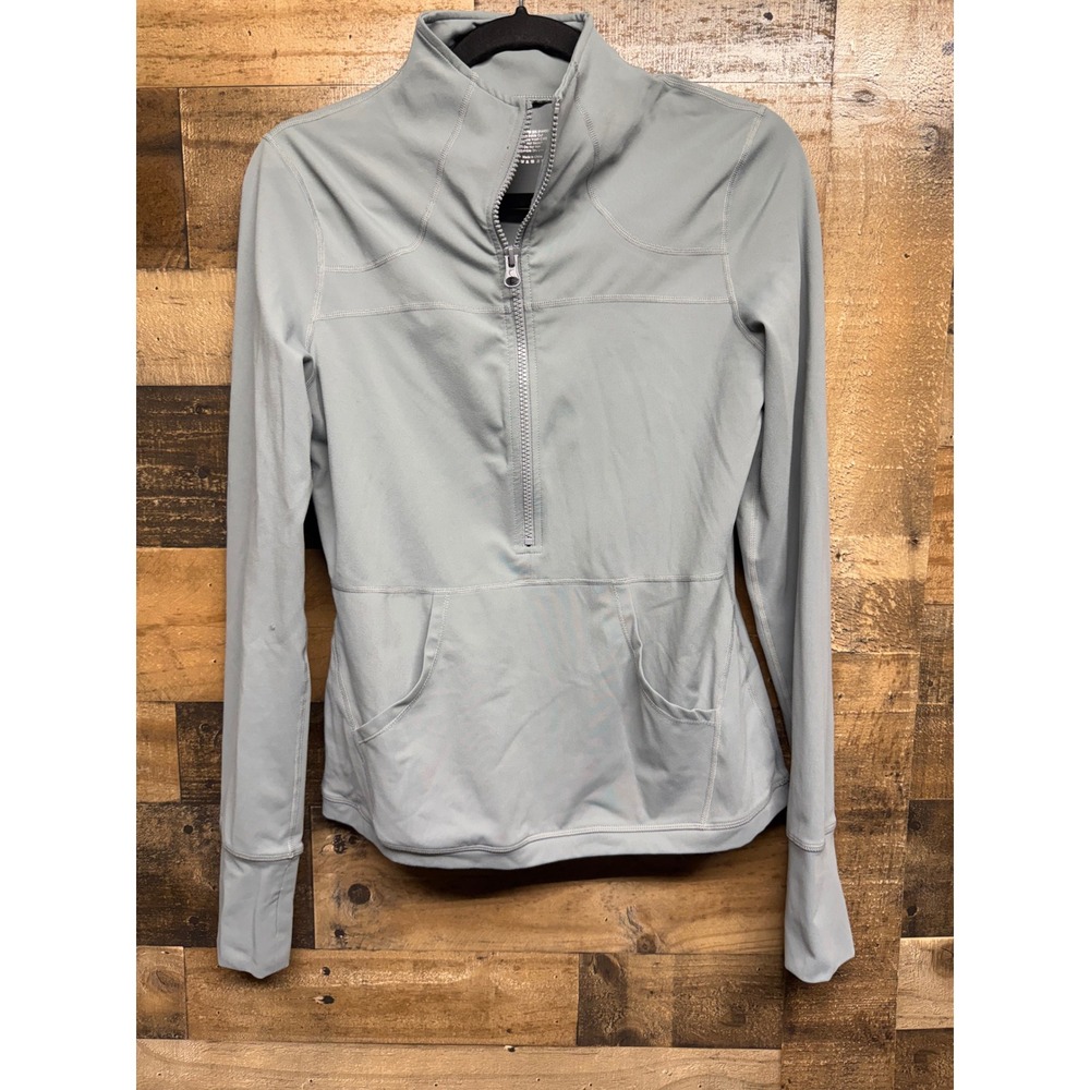 Zyia Active Womens Gray Quarter Zip Pullover Thumbhole Athletic Top Size M